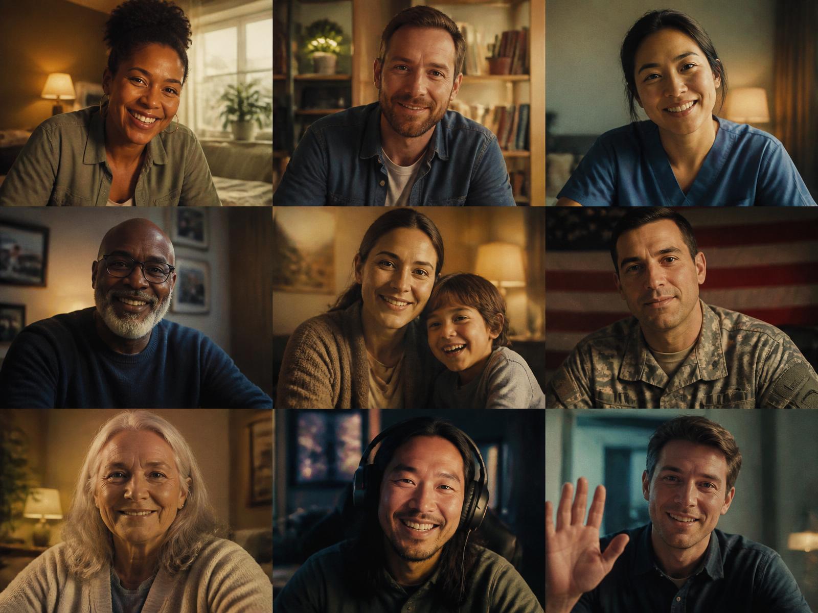 A grid of diverse SAS members smiling on video calls